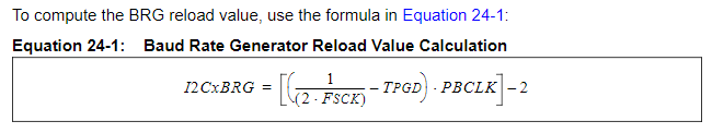 PIC32MZ - I2C - BRG Formula