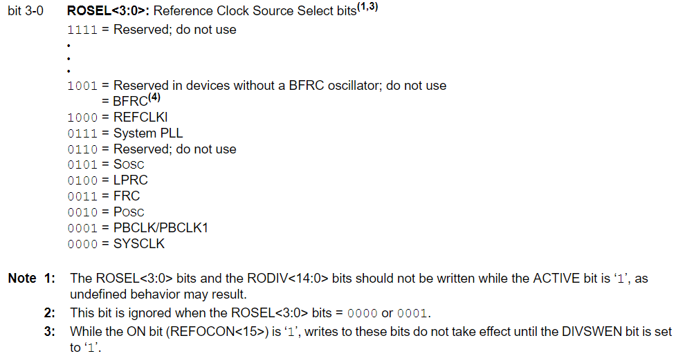 PIC32MZ - ROSEL bits